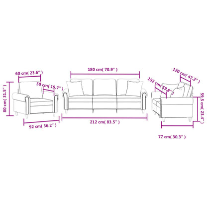 3 pcs sofa set with cushions brown velvet