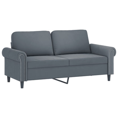 2 pcs conjunto de sofás com almofadões veludo cinzento-escuro