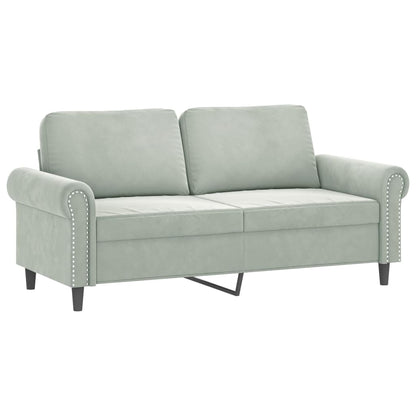 3 pcs conjunto de sofás com almofadões veludo cinzento-claro