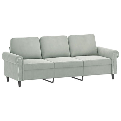 2 pcs conjunto de sofás com almofadões veludo cinzento-claro