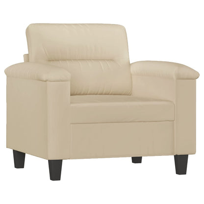 3 pcs sofa set with cushions cream colored microfiber fabric