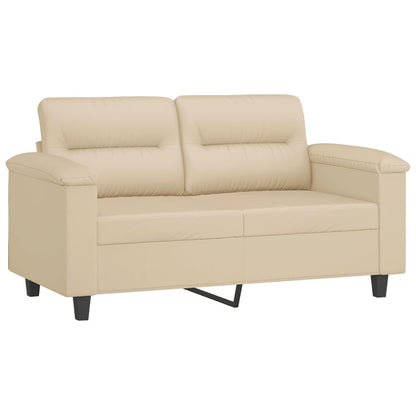 3 pcs sofa set with cushions cream colored microfiber fabric