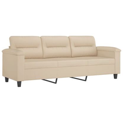 3 pcs sofa set with cushions cream colored microfiber fabric
