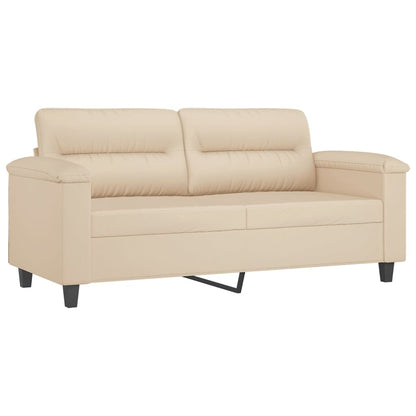 2 pcs conj. sofás c/ almofadões tecido de microfibra cor creme