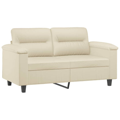 2 pcs sofa set with cushions cream colored artificial leather