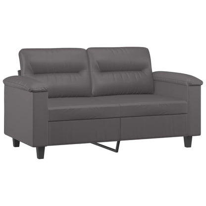 2 pcs conjunto de sofás c/ almofadões couro artificial cinzento