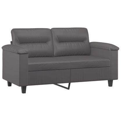 2 pcs conjunto de sofás com almofadas couro artificial cinzento