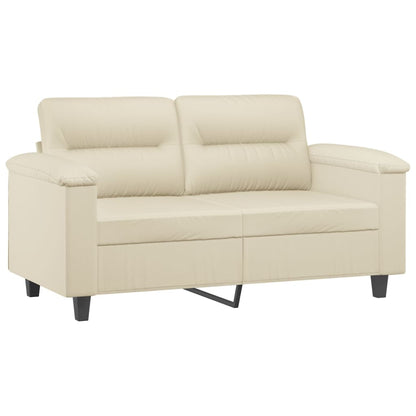 3 pcs conjunto de sofás com almofadas couro artificial creme