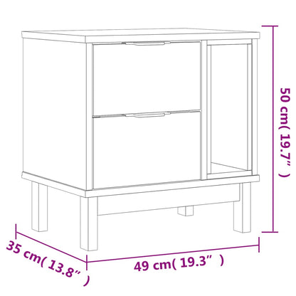 FLAM bedside table 49x35x50 cm solid pine wood