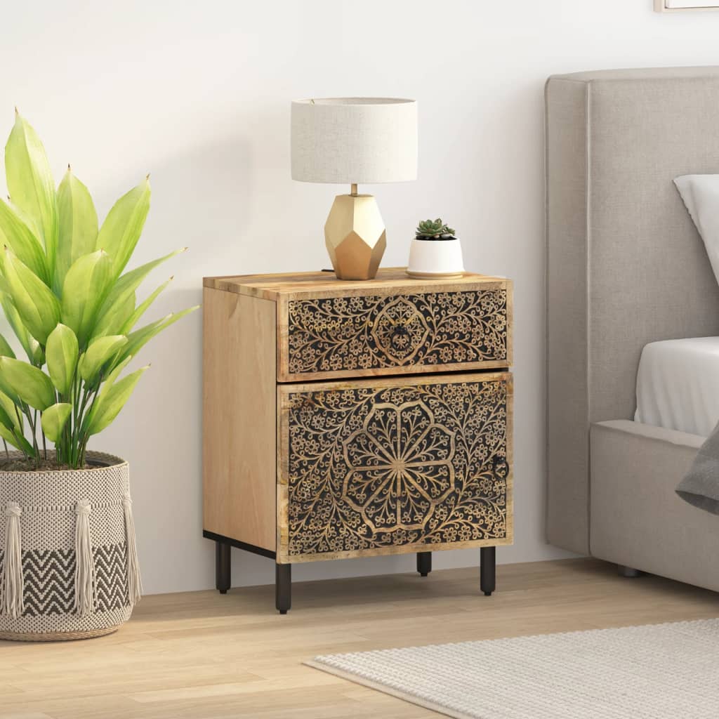 Bedside table 50x33x60 cm solid mango wood