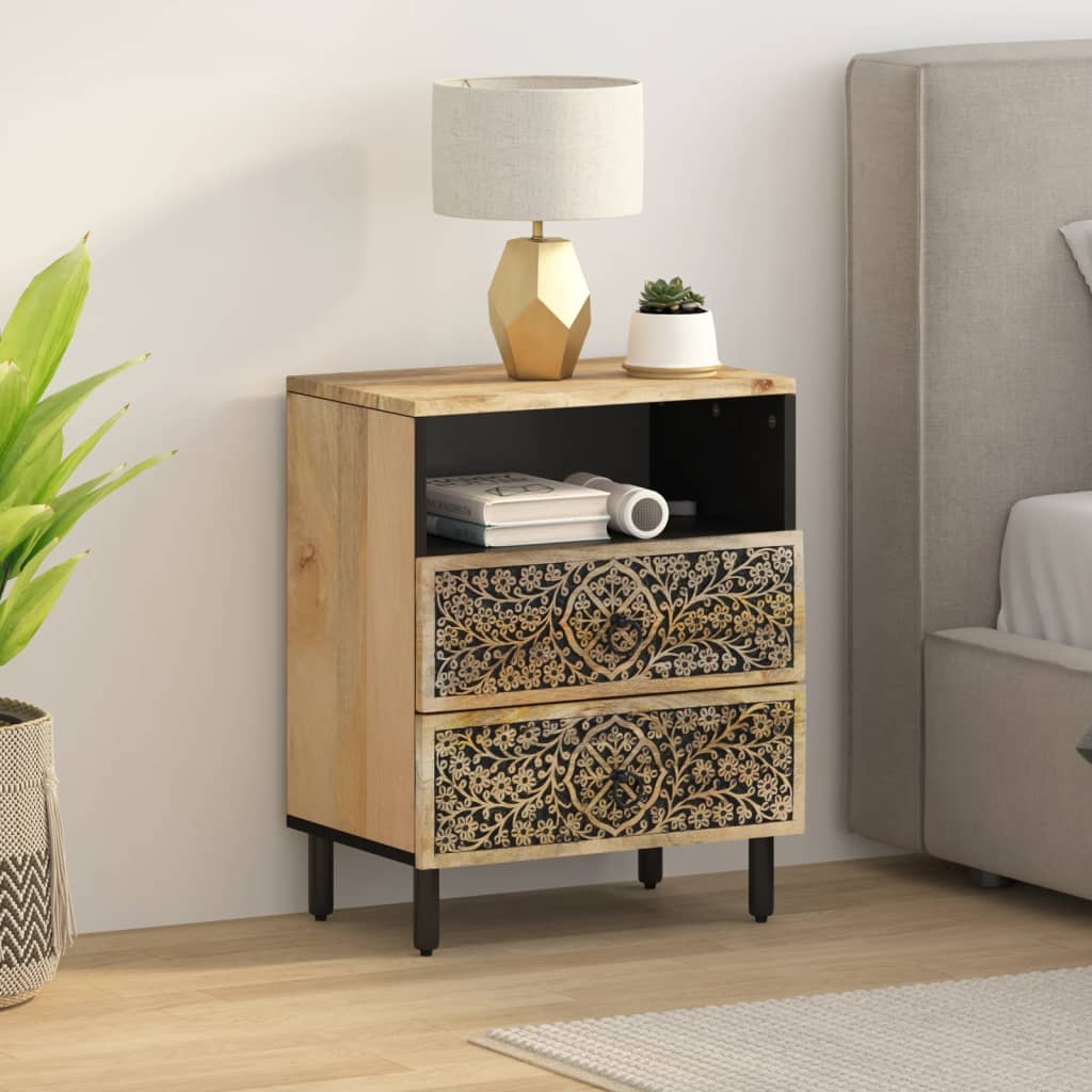 Bedside table 50x33x60 cm solid mango wood