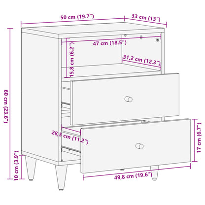 Bedside table 50x33x60 cm solid mango wood