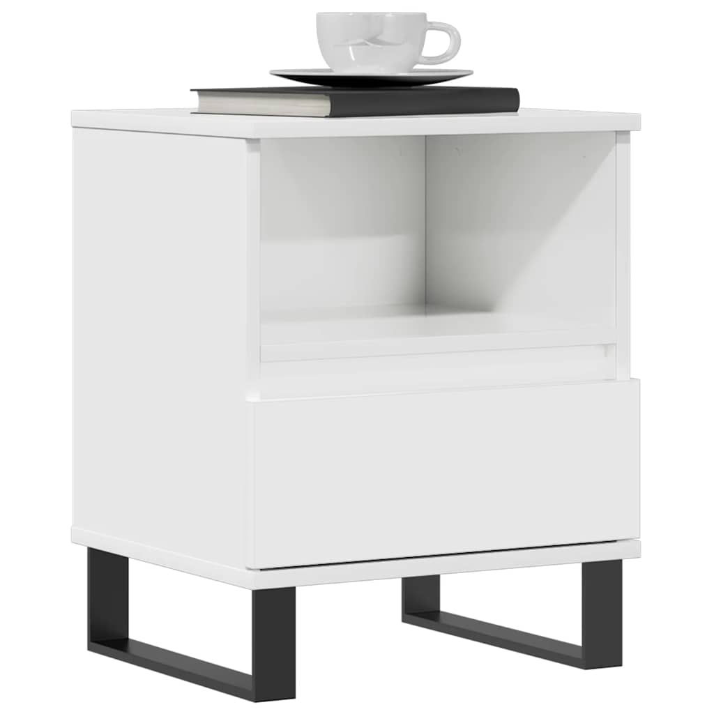 Mesa de cabeceira 40x35x50cm derivados madeira branco brilhante