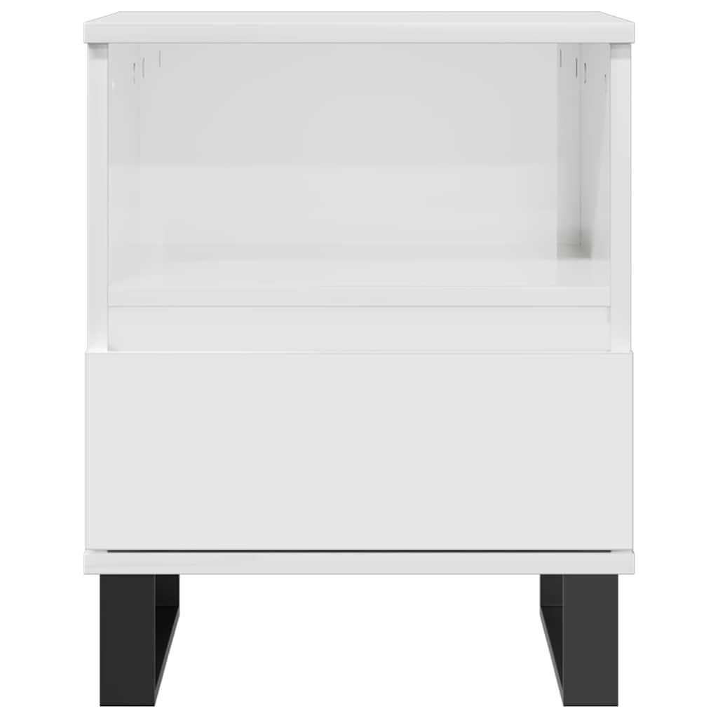 Mesa de cabeceira 40x35x50cm derivados madeira branco brilhante