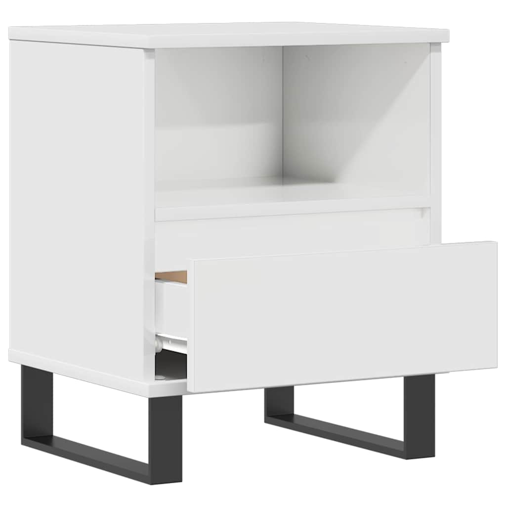 Mesa de cabeceira 40x35x50cm derivados madeira branco brilhante