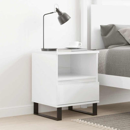 Mesa de cabeceira 40x35x50cm derivados madeira branco brilhante