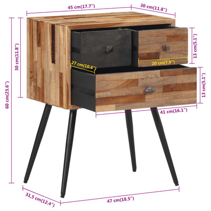 Bedside table 47x31.5x60 cm solid teak wood