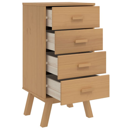 OLDEN bedside table in solid pine wood, brown
