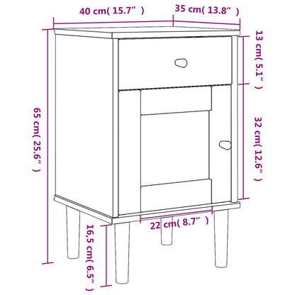 SENJA bedside table 40x35x65 cm solid pine white
