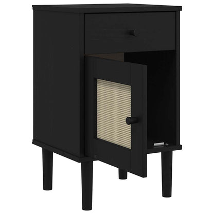 SENJA bedside table 40x35x65 cm solid pine black