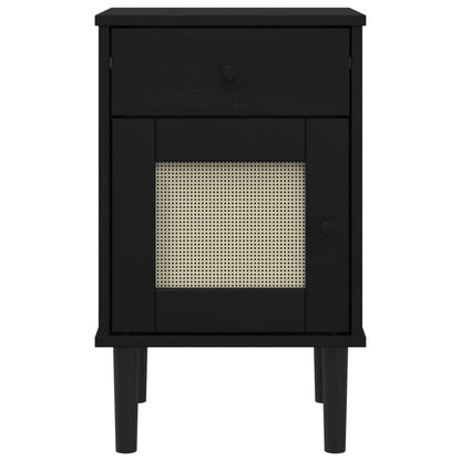 SENJA bedside table 40x35x65 cm solid pine black