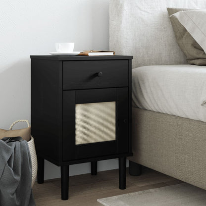 SENJA bedside table 40x35x65 cm solid pine black