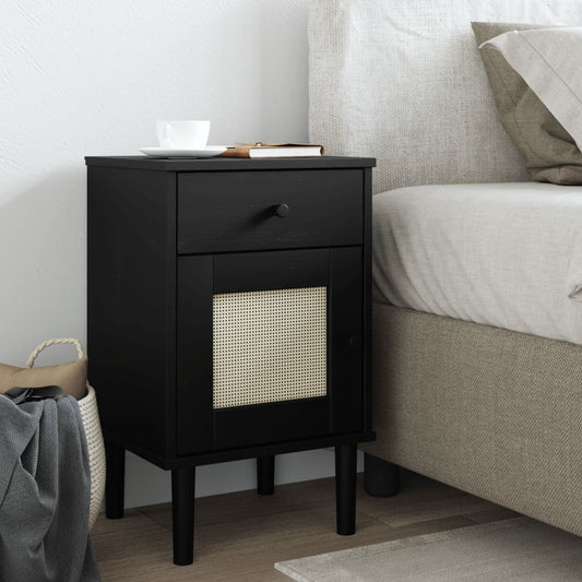SENJA bedside table 40x35x65 cm solid pine black