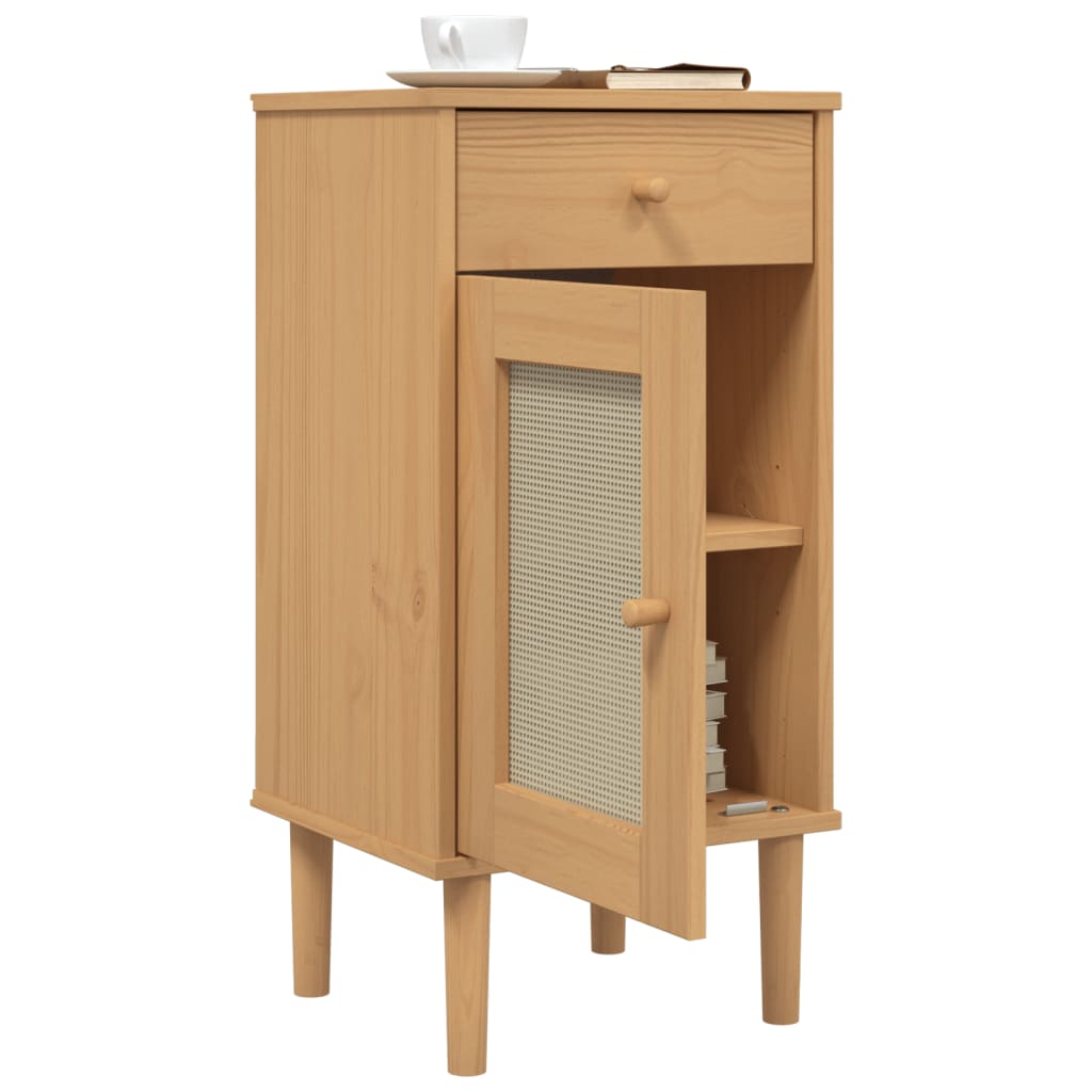 SENJA bedside table 40x35x80 cm solid pine brown