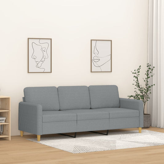 3-seater sofa 180 cm light grey fabric