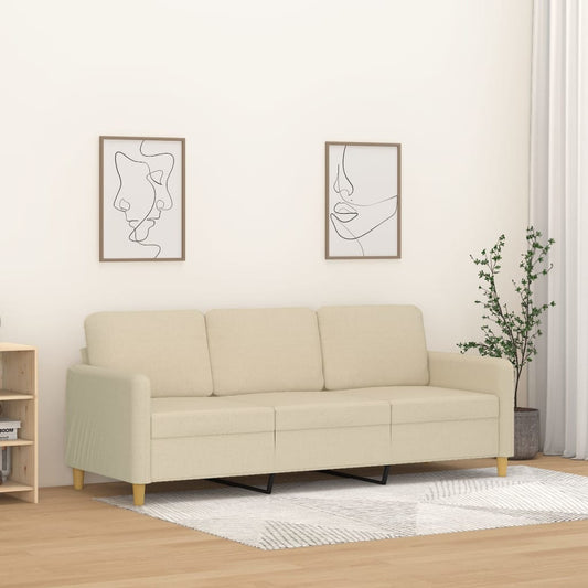 3-seater sofa in cream-colored fabric, 180 cm