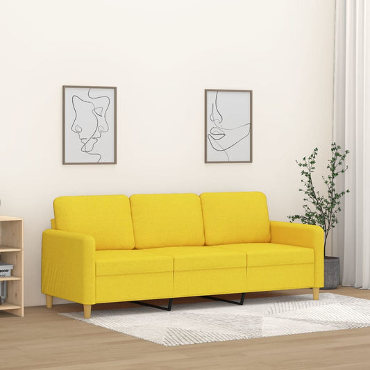 3-seater sofa 180 cm light yellow fabric