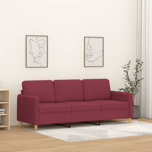 3-seater sofa in 180 cm red fabric
