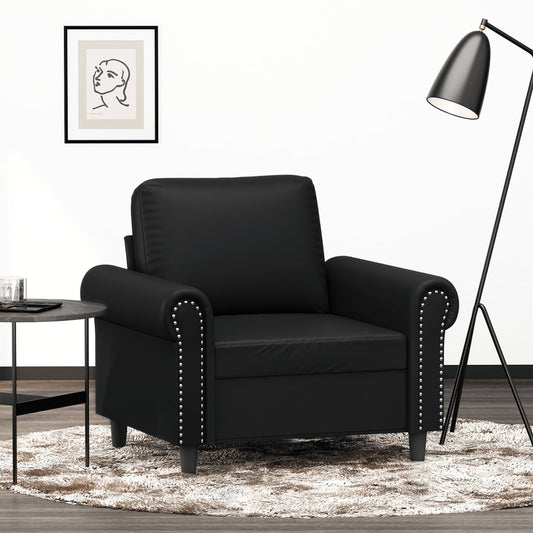 60 cm black artificial leather armchair