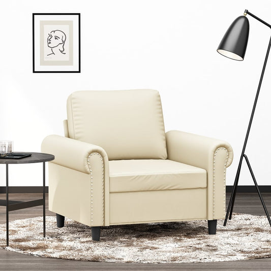 60 cm armchair in cream faux leather