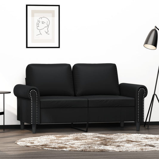 2-seater sofa 120 cm black artificial leather