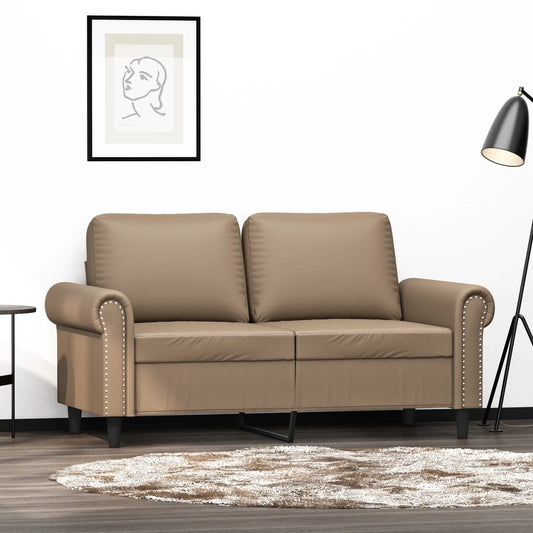 Sofá de 2 lugares 120 cm couro artificial cor cappuccino