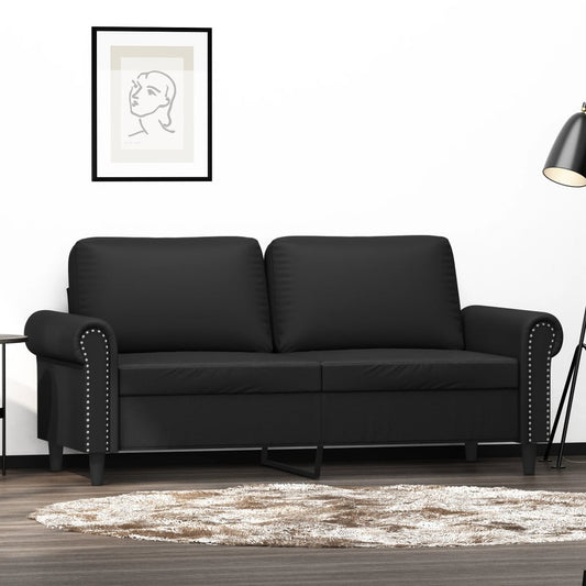 2-seater sofa 140 cm black faux leather