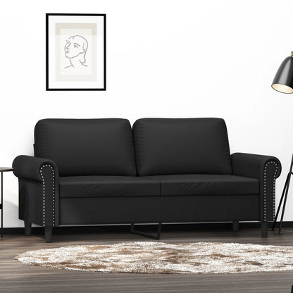 2-seater sofa 140 cm black faux leather