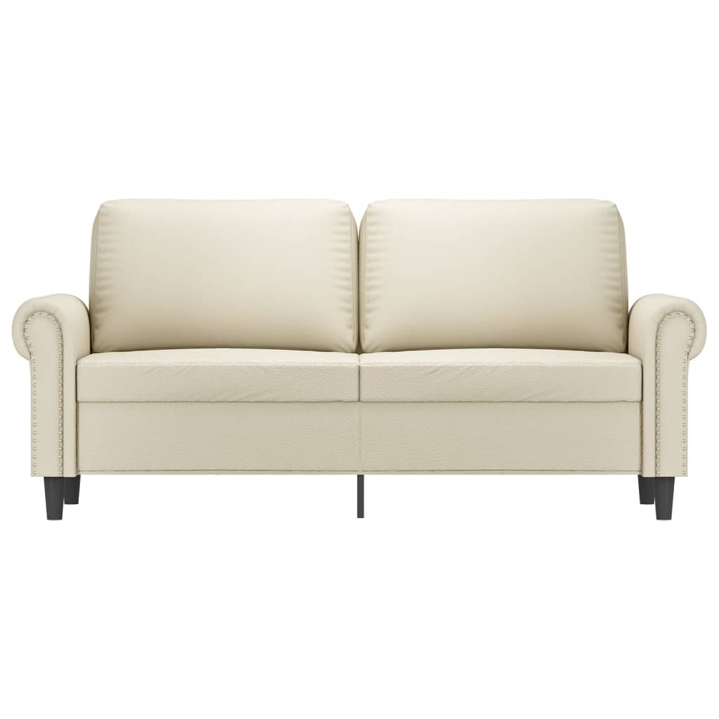 Sofá de 2 lugares 140 cm couro artificial cor creme