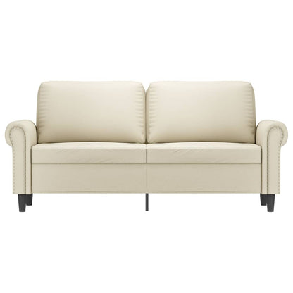 Sofá de 2 lugares 140 cm couro artificial cor creme