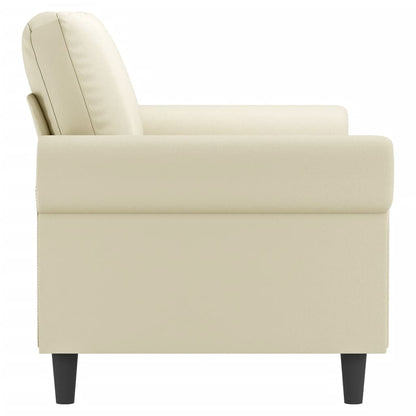 Sofá de 2 lugares 140 cm couro artificial cor creme