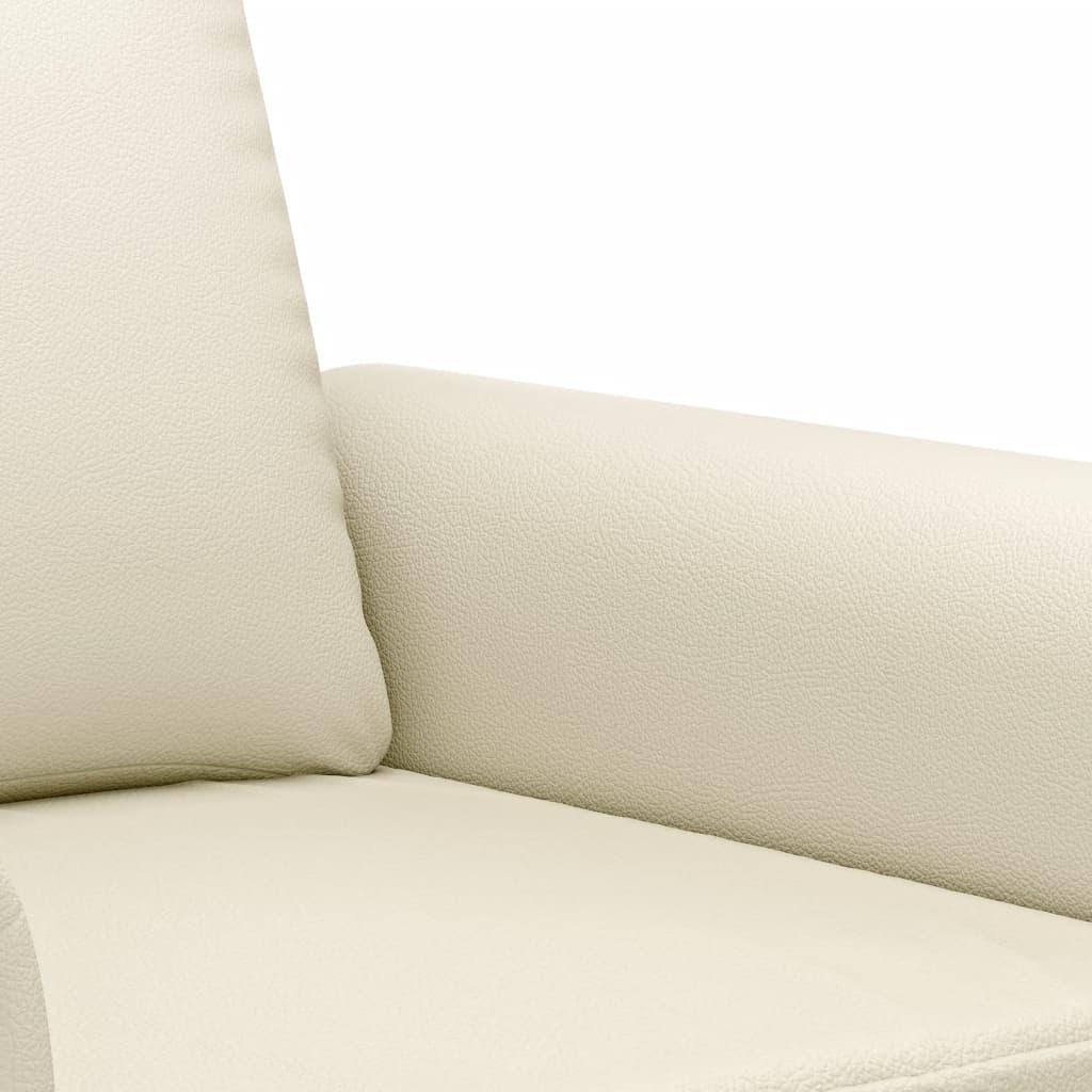 Sofá de 2 lugares 140 cm couro artificial cor creme