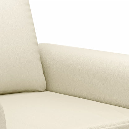 Sofá de 2 lugares 140 cm couro artificial cor creme