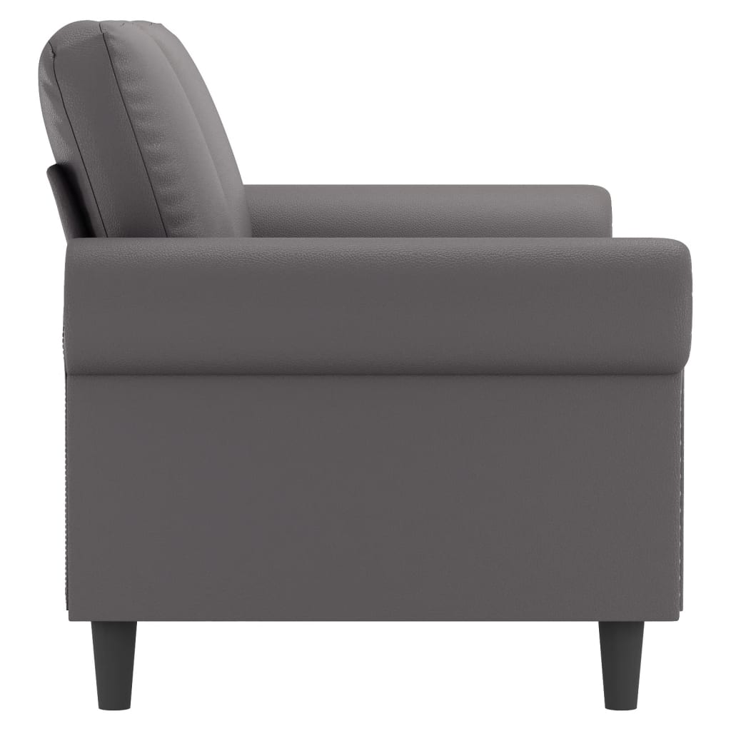 2-seater sofa 140 cm grey faux leather