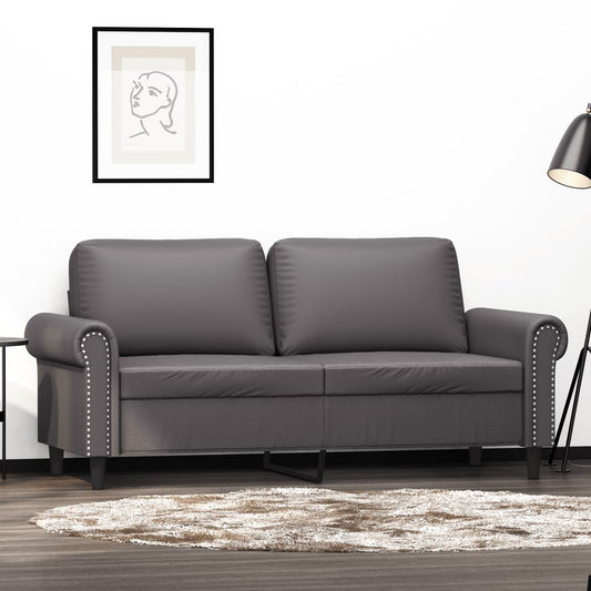 2-seater sofa 140 cm grey faux leather
