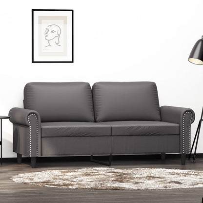 2-seater sofa 140 cm grey faux leather