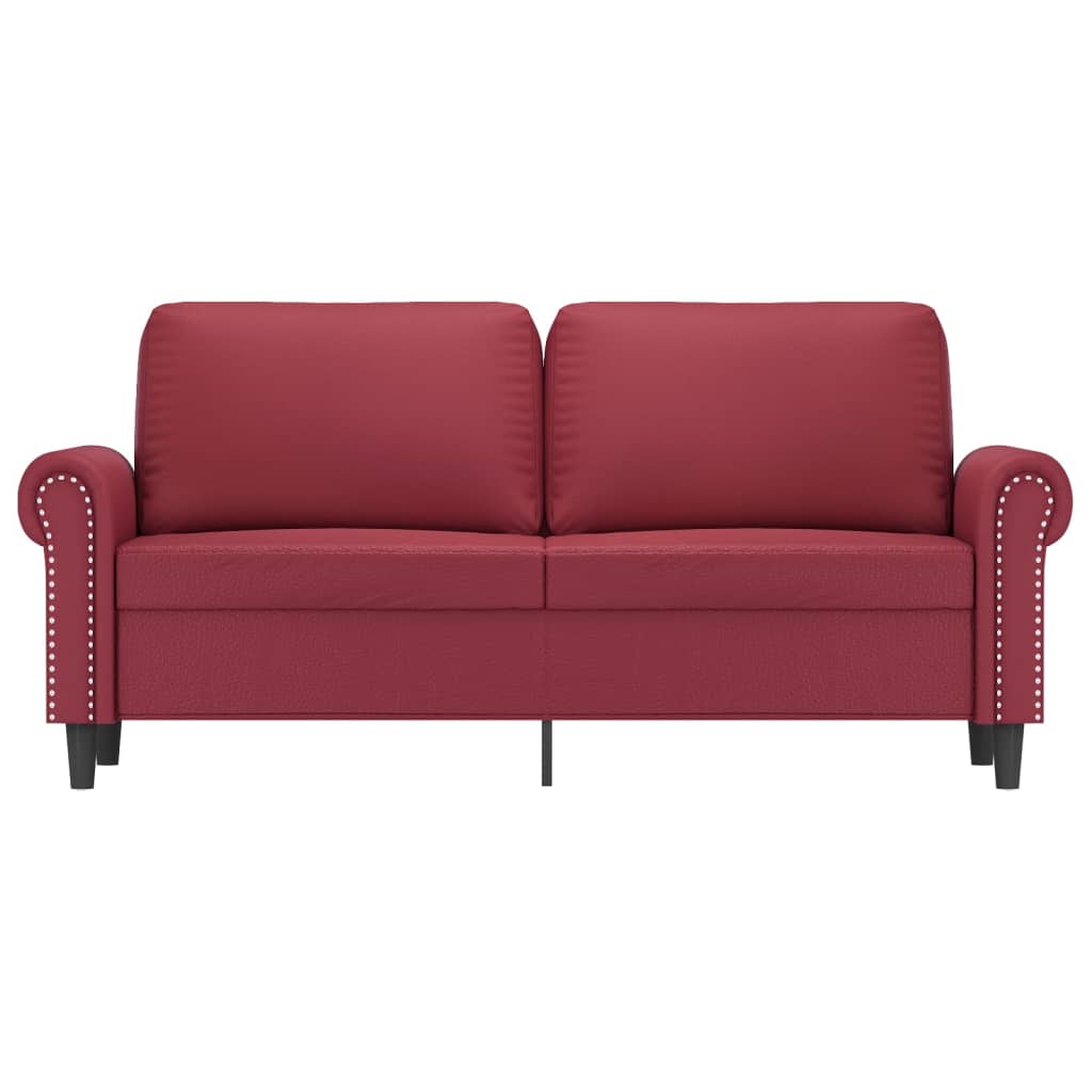 2-seater sofa 140 cm red faux leather