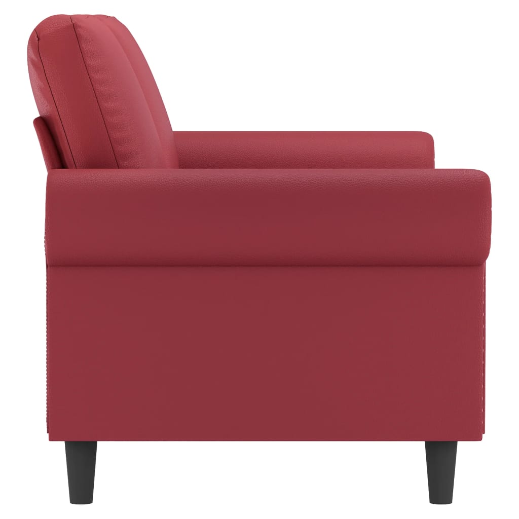 2-seater sofa 140 cm red faux leather