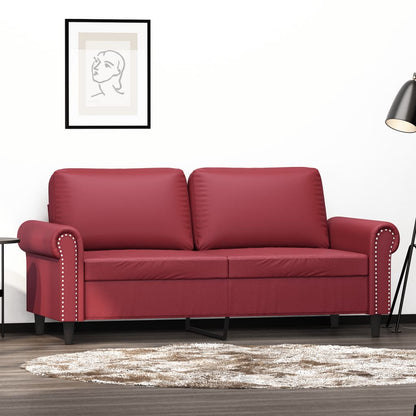 2-seater sofa 140 cm red faux leather