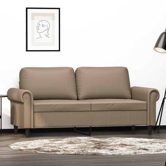 Sofá de 2 lugares 140 cm couro artificial cor cappuccino